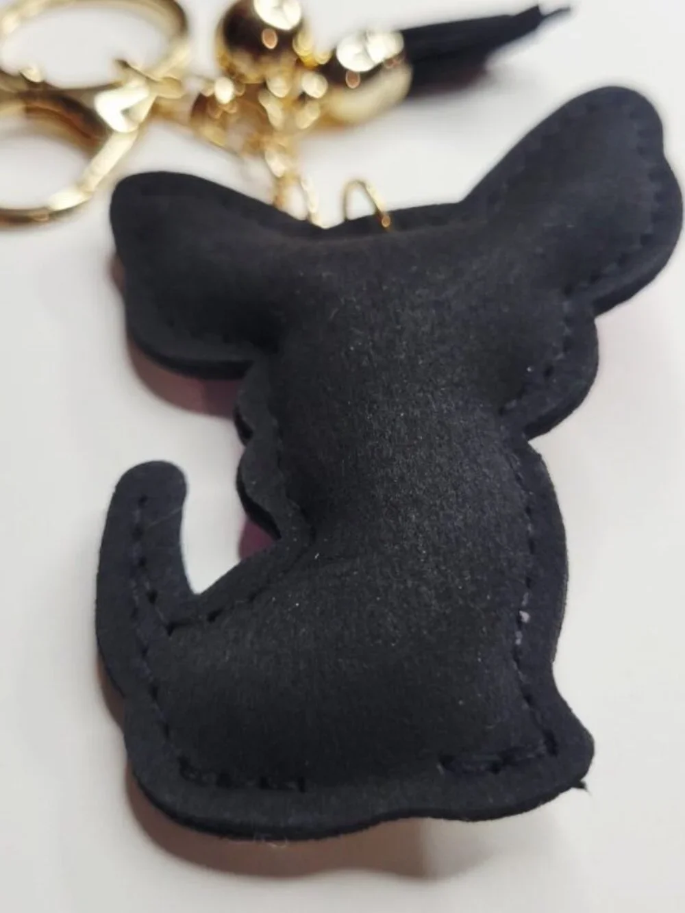 NWT Sparkling Gold Pink Black And White Chihuahua Keychain Bag Charm With Tassel